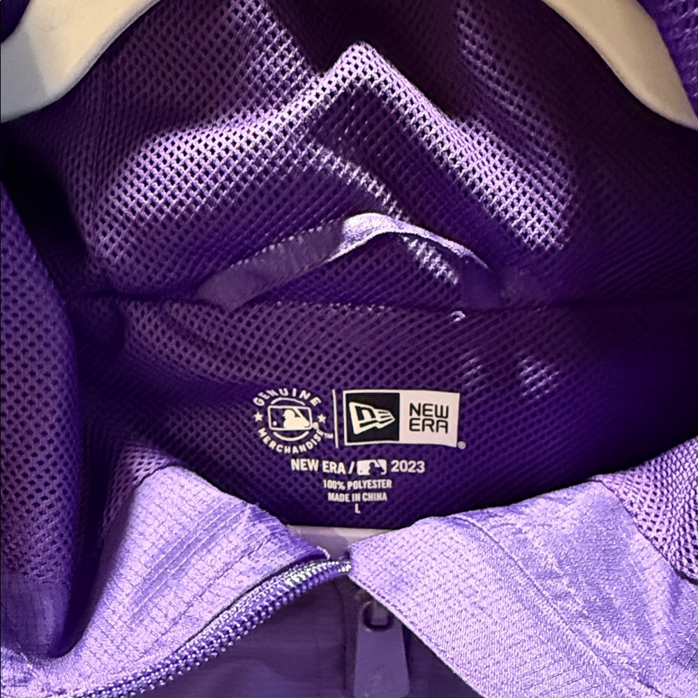 Colorado Rockies New Era Windbreaker with Hood - Purple Black White Men’s Large - Picture 2 of 15